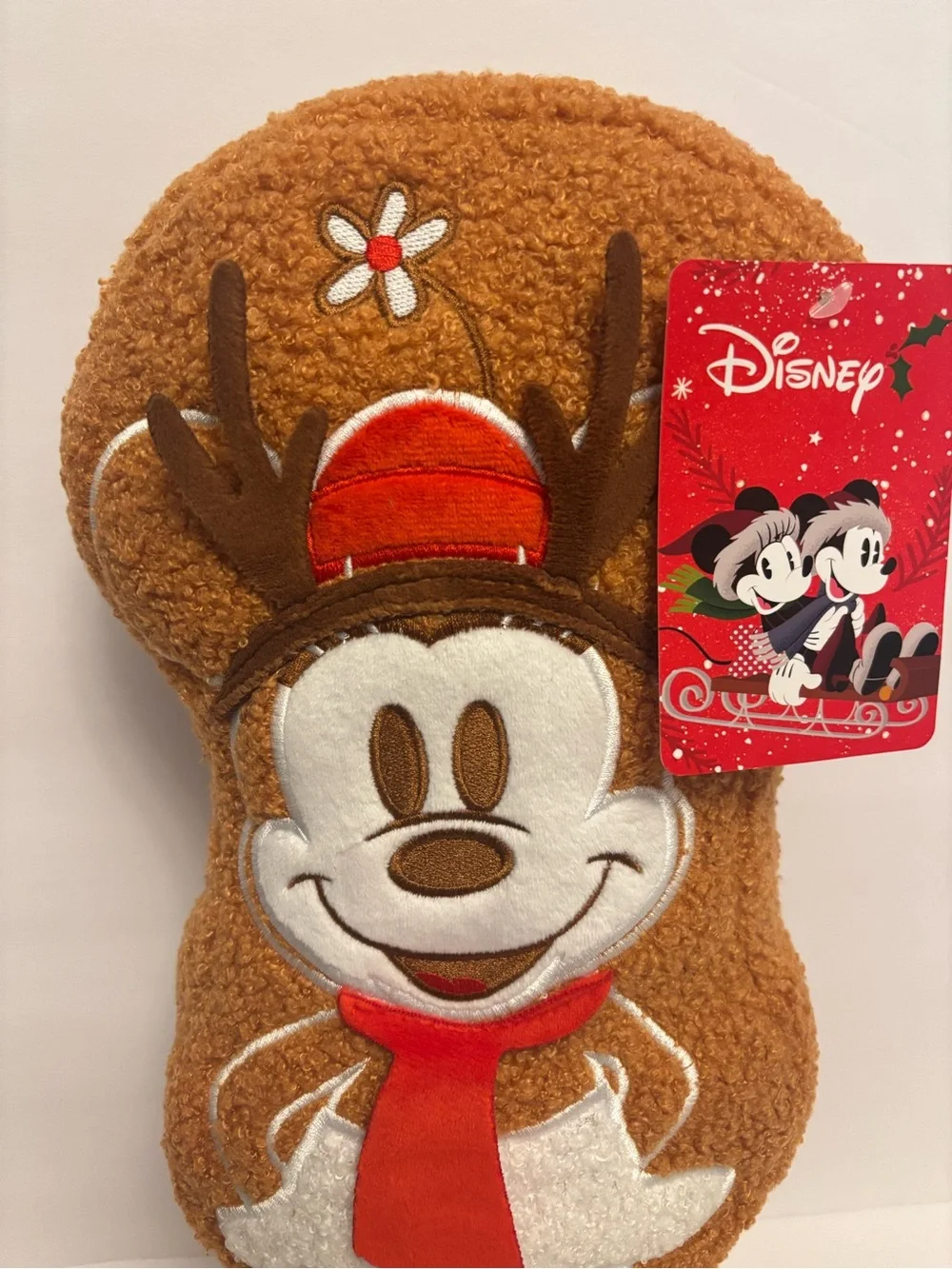 Adorable Disney Mickey Mouse Gingerbread Sherpa Pillows Set of 2 New 2026